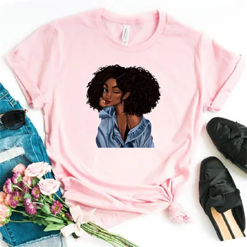 Fresco de la Melanina Negra Chica de Impresión Mujer T-camisa de Harajuku camisetas para Mujer de Verano de Hip Hop Camiseta Camiseta Femme Vogue Superior