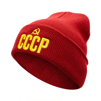 2020 Nuevas CCCP URSS ruso Gorros de lana Sombrero de Invierno Cálido Gorro de Punto Para Hombres, Mujeres Otoño de Lana Casual Rusia Skullies Beanie Tejer Cap
