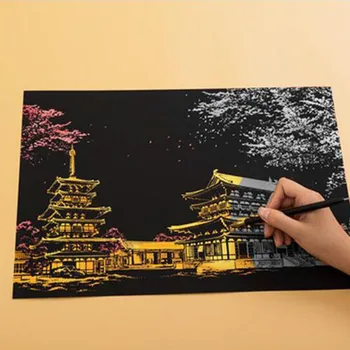 DIY Ciudad de colores de la Serie de la Ciudad de Noche Scratch Mundial de Pintura de Paisaje de Cero Papel Creativo Cumpleaños Regalo de la Pintura Bocetos