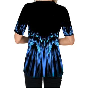 La Impresión 3D de Verano Camiseta de Mujer de Manga Corta Botón Camisetas Casual O-Cuello de la Camisa Tops Señora de Gran Tamaño de Verano Camisetas para Mujer de la Ropa 5XL