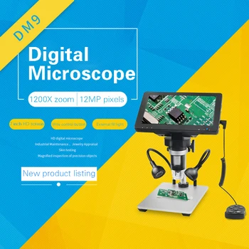 1600X DM9DDB Microscopio Digital de 7 pulgadas de Pantalla Ajustable 1080p Full HD de la Cámara USB Microscopio Digital con 8 Dimmable LLEVÓ Luces
