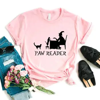 Pata Lector de Tarot Gato Negro Oculta Gato de la Señora de las Mujeres de las Camisetas de Algodón Casual Divertida Camiseta Para Señora Superior de la Camiseta Hipster 6 Color NA-568