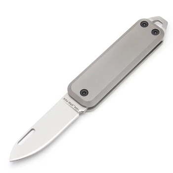 Titanio Cuchillo de Bolsillo de la EDC Herramienta Cuchillo Afilado al aire libre Plegable Cuchillo de Acero D2 Clave Colgante