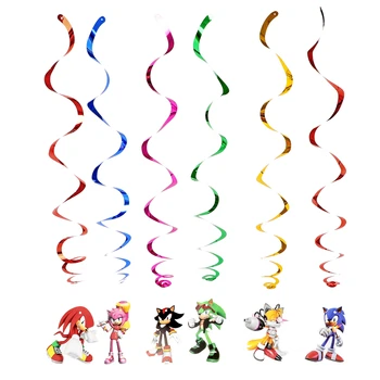 6PCS Sonic The Hedgehog de Techo Colgante Remolino Decorar la Fiesta de Cumpleaños de Guirnaldas de Fiesta Suministros de BRICOLAJE de la Ducha del Bebé Remolinos