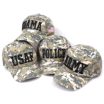 Digital de Camuflaje Táctico del EJÉRCITO Gorra de Béisbol Masculino Letras de la POLICÍA Mens Snapback Sombreros de la USAF al aire libre Gorras Para Hombres OBAMA Sombrero de Papá