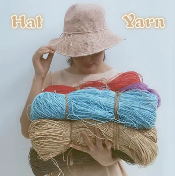 2019 Verano Caliente Sombrero de Hilados Hilados para Tejer 500 G/lote de Rafia de Paja Hilo de Crochet de Hilo de Mano de Sombreros de Cestas de Artesanías