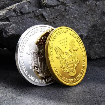 Caliente Venta Nuevo 2020 El Presidente Donald Trump Desafío Inaugural De La Moneda De Oro / De Plata Chapado En Moneda Conmemorativa De Regalo De Colección