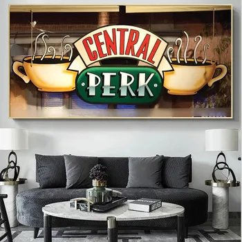 Central Perk Cafe Pintura en tela, Amigos de TELEVISIÓN Carteles Y Grabados Escandinavos Arte de la Pared de la Imagen Para la Sala de estar Cuadros Decoración
