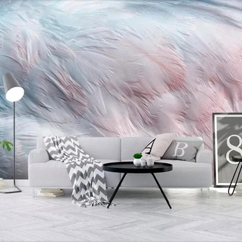 Milofi personalizados de gran 3D papel pintado mural Nórdico de la acuarela flamingo plumas del ala de fondo decoración de la pared del mural de papel pintado