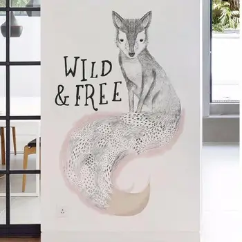 Dibujo A Lápiz De Fox Etiqueta De La Pared Decoración Del Hogar Para La Sala De Estar De Fondo Decal Pvc Plano Animal Mural De La Ventana De Bricolaje Cartel