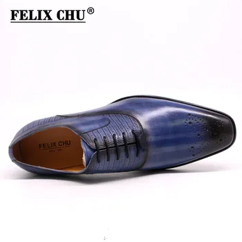 De gran Tamaño 13 Mens Zapatos de Vestir de Cuero de Becerro Genuino Negro Azul hecho a Mano de pies Cuadrados de Oxford Zapatos para Hombres Habitual Zapatos de la Boda