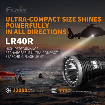 12000 Lúmenes Fenix LR40R de Alto rendimiento Recargable Ultra-compacto de la Búsqueda de la Linterna con Batería de iones de litio