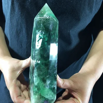 Verde Natural de fluorita Obelisco de Cristal de Cuarzo Terminado Varita de Curación