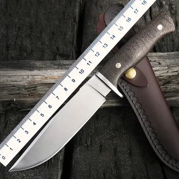62 DC53 hoja de cobre clavos+ropa de piel de serpiente de la placa de la manija fija cuchillo de camping al aire libre herramienta de supervivencia táctica de la utilidad de la caza cuchillos