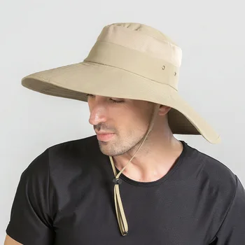 CAMOLAND 15cm Super Grande de Ala Ancha Sombrero de Cubo de Verano UPF50+ Sombrero de Sol Para los Hombres Impermeable al aire libre de Senderismo Pesca Transpirable Sombreros