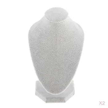 2Pcs Blanco de Terciopelo Collar Busto Pantalla Organizador de la Tienda de la Joyería de la Figura de Pie