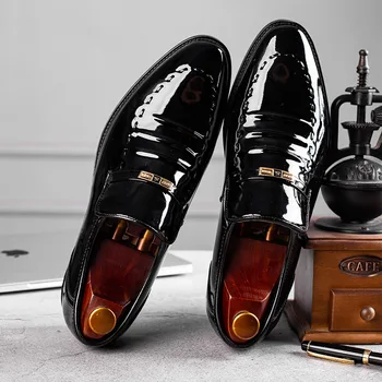Los hombres de vestir de los zapatos 2020 Hombres de Negocios de Oxford, Zapatos Marrón Negro Masculino de la Oficina de la Boda Señaló la PU de los Hombres de Cuero Zapatos de Más el tamaño de 48