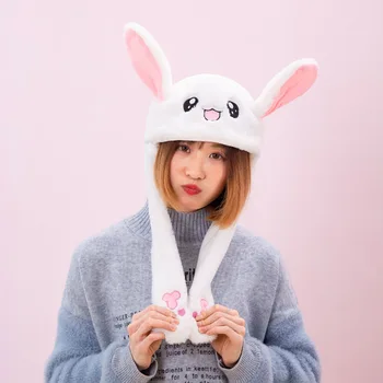 Las mujeres de las Niñas Lindo divertido Conejo de Peluche Pellizcar Conejito Brillante Sombrero de orejas Puede Mover Airbag Tapa de Juguete de Regalo de Niño de Novia Accesorios