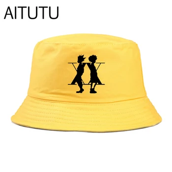 Hunter X Hunter sombrero de cubo de las Mujeres de los Hombres al aire libre de la Cubeta de Sombreros de Verano Cubo Tapa de Impresión Bob Sombrero de Hip Hop Gorros de Pesca Pescador Sombrero