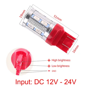 S&D T20 LED 7443 7440 Coche bombillas de LED de 12 SMD 5730 W21/5W 5W Led de Alta potencia del Chip de los Bulbos de las lámparas del coche fuente de luz de estacionamiento Rojo