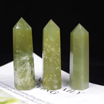 1pc el Natural de Cristal de Punto de jade Verde de Sanación Obelisco reseda Cuarzo Varita verde Adorno para la Decoración del Hogar, la Energía Reiki Piedra
