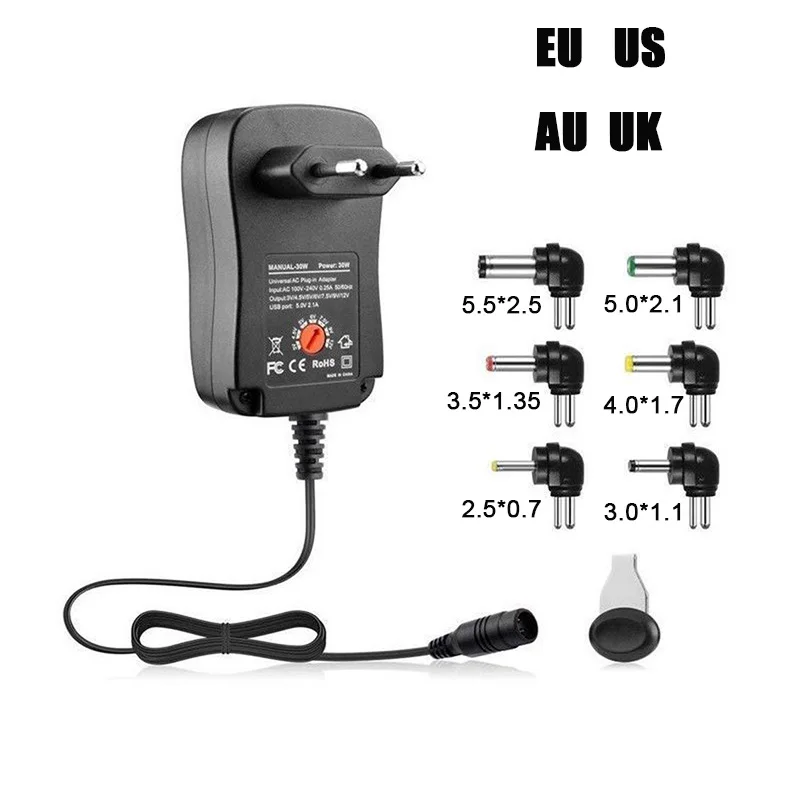 Reino Unido Universal AC/DC Cargador adaptador de cable de fuente de alimentación 3V 4.5V 6V 7.5V 9V 12V CE 