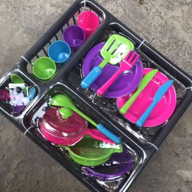 13Pcs Niños Juego De Cocina Ollas Bandejas de utensilios de cocina Juego de accesorios para niños-Juguete 