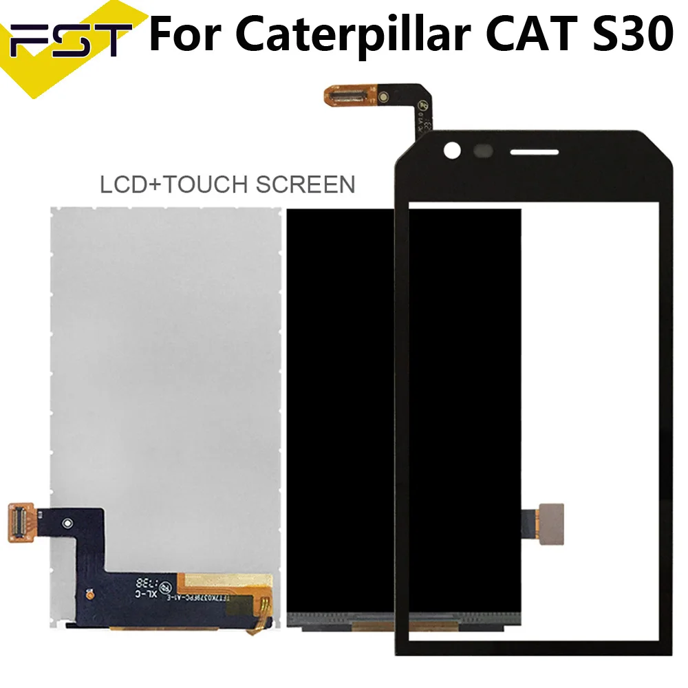 Original Cat s30 pantalla LCD táctil Black negro-completo 