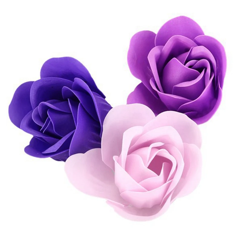 SODIAL 81 Piezas Rosa Cuerpo del Ba？o Jabón Floral De Flores Flor Rosa Perfumada Jabón De La Huésped del Aceite Esencial Fiesta De Bodas Regalo De Día De San Valentín Púrpura Mezclada 