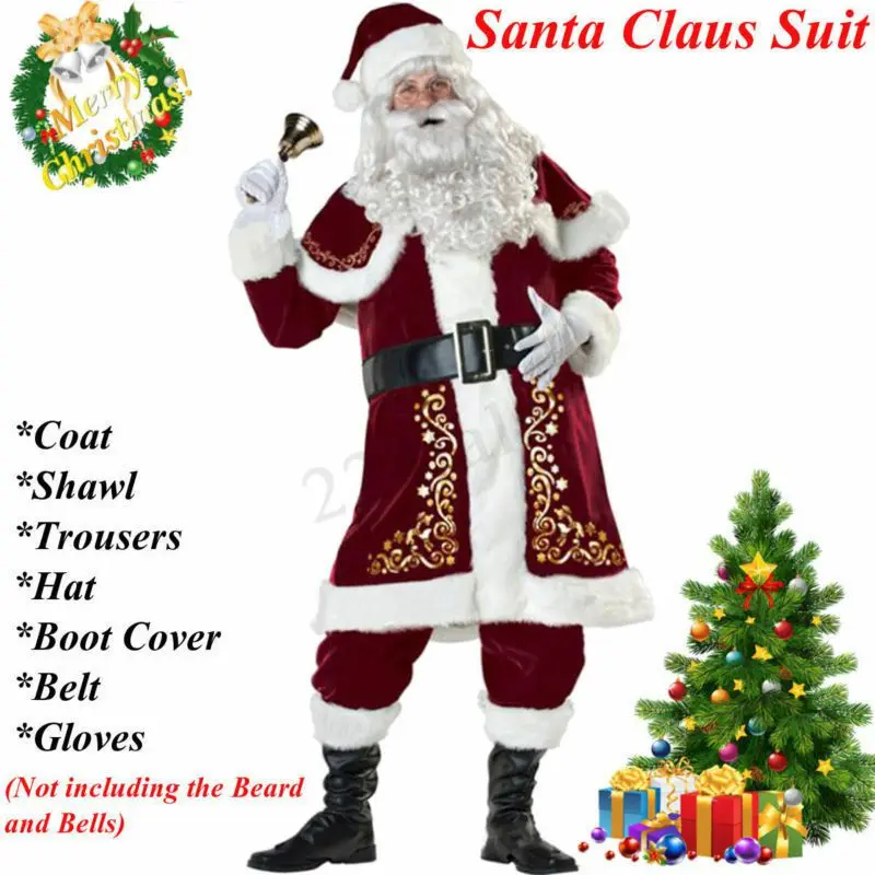 Lujo para adultos Padre Navidad Santa Terciopelo Robe Costume 