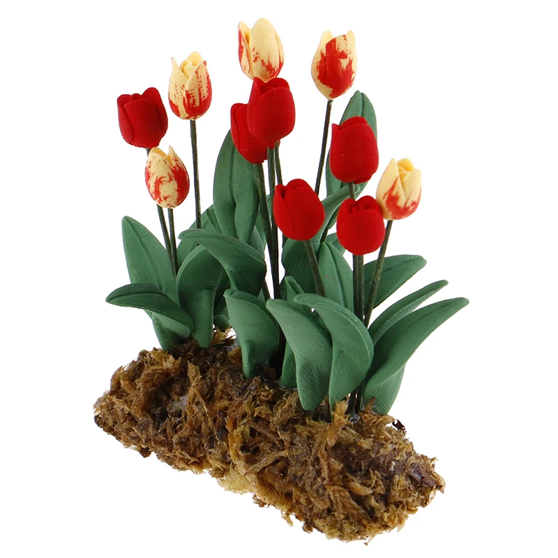 Escala 1:12 flores de tulipán Dollshouse Miniatures Flores Jardín 